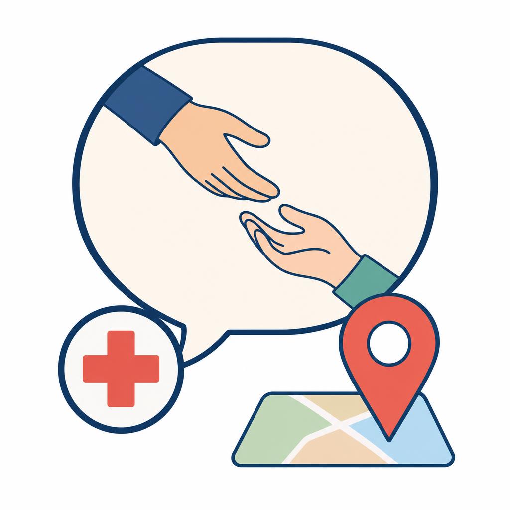 Simple illustration of emergency help symbols for Italian phrases